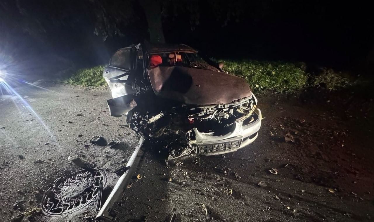 У Броварах п’яний водій врізався в дерево: пасажир у лікарні